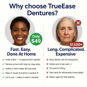 TrueEase™ Custom-Fit Functional Dentures — Perfectly Fitted in Minutes at Home