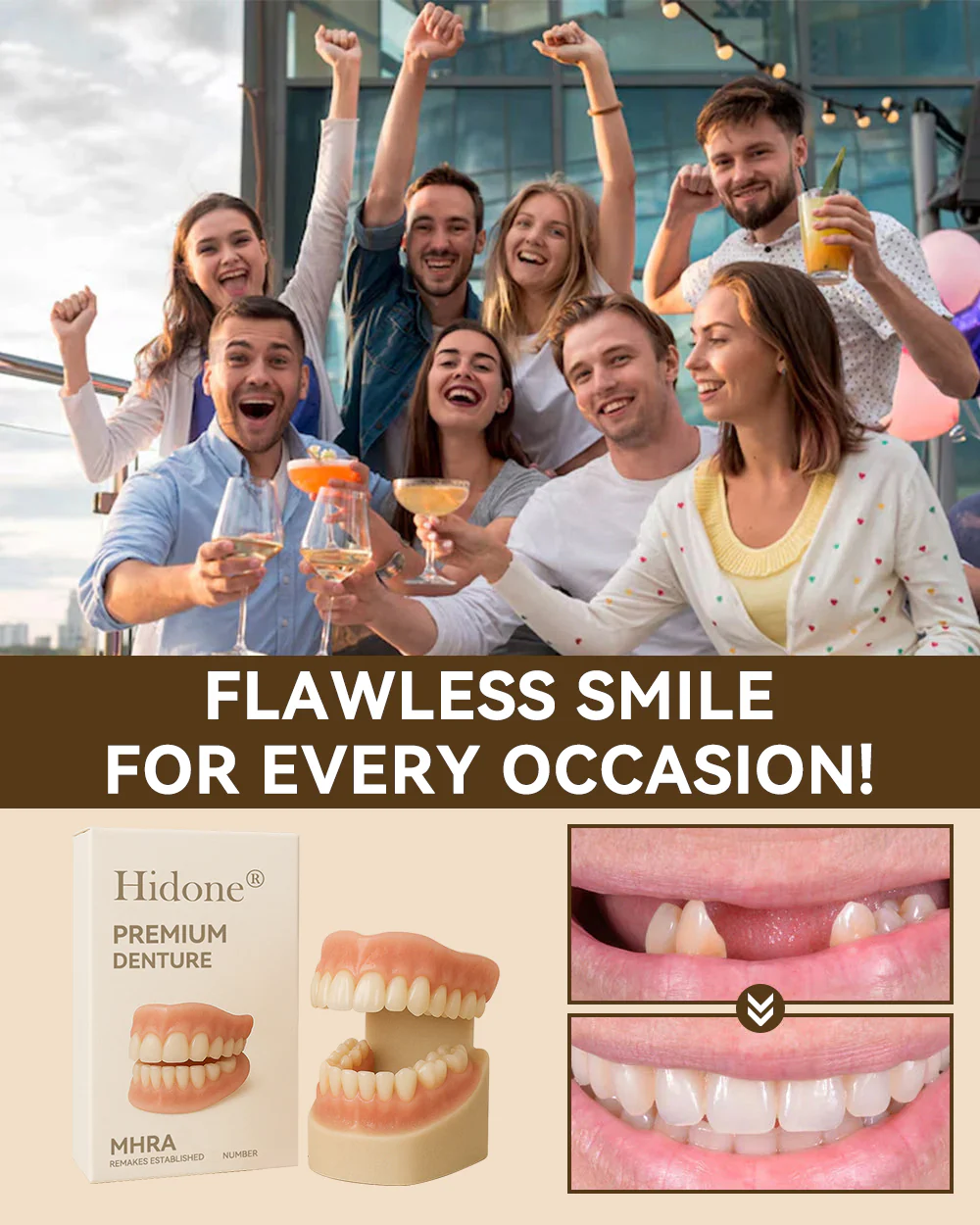 𝐇𝐢𝐝𝐨𝐧𝐞® 🐱‍🐉💦- 𝐏𝐫𝐞𝐦𝐢𝐮𝐦 𝐃𝐞𝐧𝐭𝐮𝐫𝐞- (✨Suitable for all mouth shapes, custom-made dentures for a perfect fit✨）