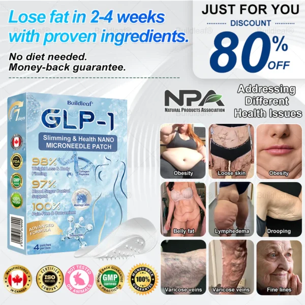 🇨🇦Clinically Proven| Official Store | BuildLeaf® Tirzepatide Slimming & Health Nano Microneedle Patch |Targets Obesity, Loose Skin, High Blood Pressure, Diabetes, Fatty Liver, Joint Pain, Brain Fog, Low Energy, Body Aches, and More